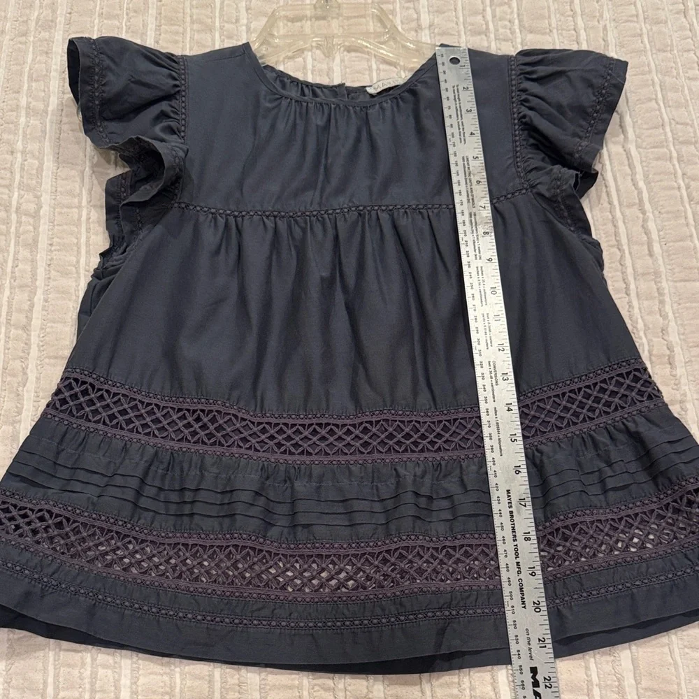 Marie Oliver Pennie Charcoal Silk Cotton Crotchet Flutter Sleeve Boho - XS - Picture 16 of 16